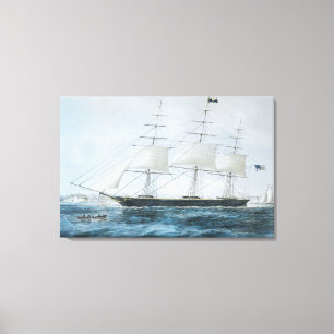 Amerikaanse Clipper Ship Nightingale in New York Canvas Afdruk