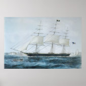 Amerikaanse Clipper Ship Nightingale in New York Poster (Voorkant)