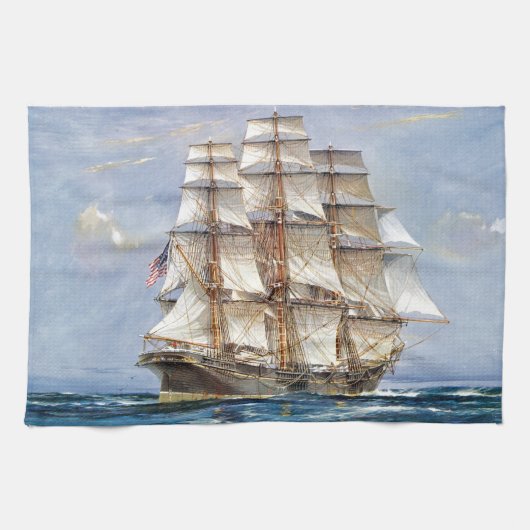 Amerikaanse Clipper Sovereign of the Zeeen Theedoek (Horizontaal)