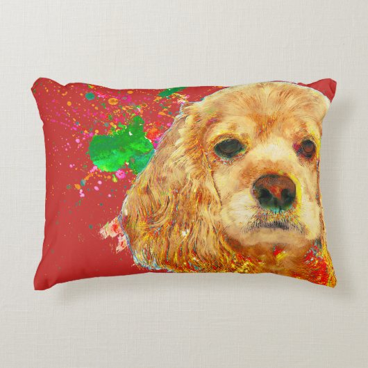 Amerikaanse Cocker Spaniel en waterverf Accent Kussen (Voorkant)