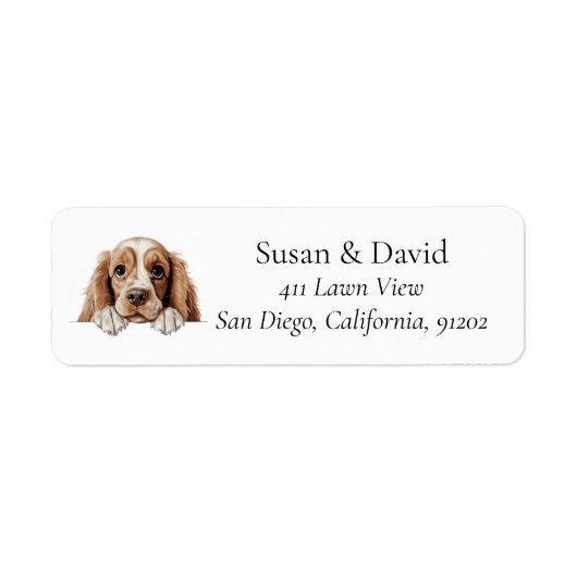 Amerikaanse Cocker Spaniel Hond Etiket (Voorkant)