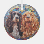 Amerikaanse Cocker Spaniel Honden gekleurd Glas Ornament (Voorkant)
