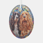 Amerikaanse Cocker Spaniel Honden gekleurd Glas Ornament (Voorkant links)