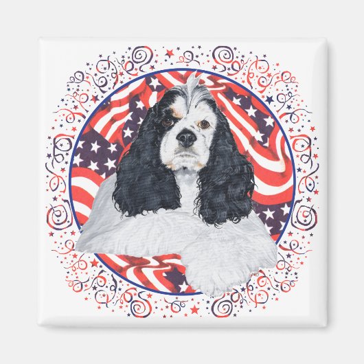 Amerikaanse Cocker Spaniel Vlag Magneet (Voorkant)