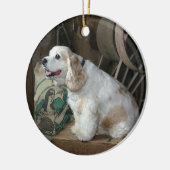 amerikaanse cocker spaniel zittend keramisch ornament (Links)