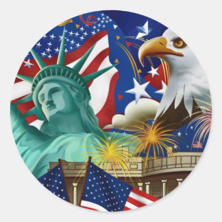 AMERIKAANSE COLLAGE RONDE STICKER