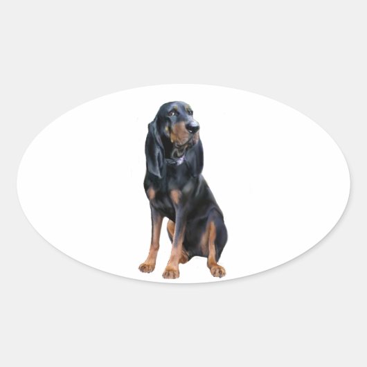 Amerikaanse Coon Hound - Zwart en Tan Ovale Sticker (Voorkant)