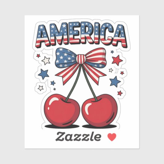 Amerikaanse Coquette Bow Cherry Esthetische Vlag v Sticker (Vel)