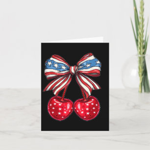 Amerikaanse Coquette Cherry Bow Patriottische Vlag Kaart