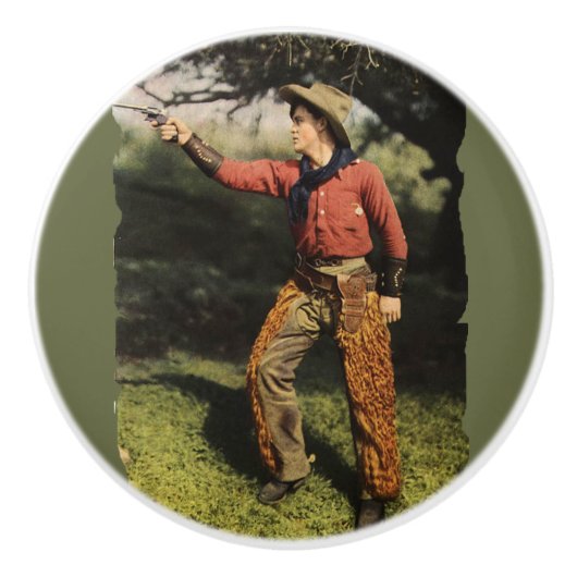 Amerikaanse Cowboy Gunslinger Drawer Pull Keramische Knop (Voorkant)