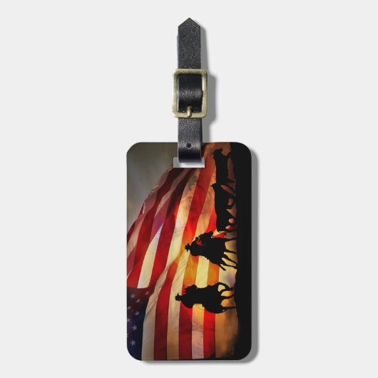 Amerikaanse cowboys Horses and Steer Bagagelabel (Voorkant verticaal)