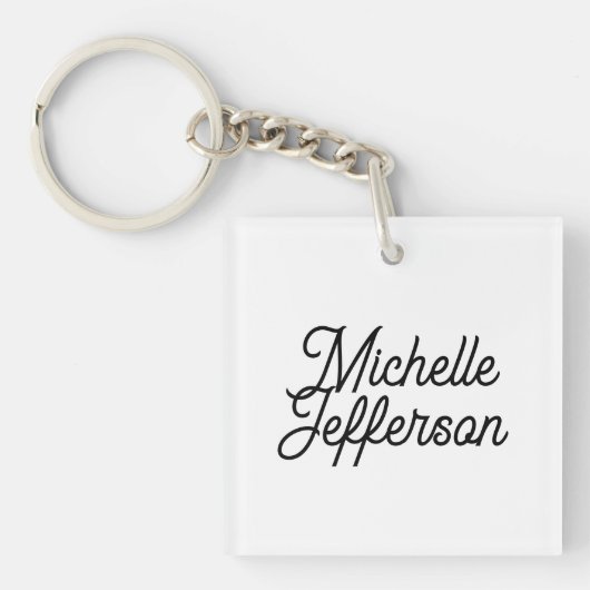 Amerikaanse creatieve trendy witte zwarte kalligra sleutelhanger (voorkant)