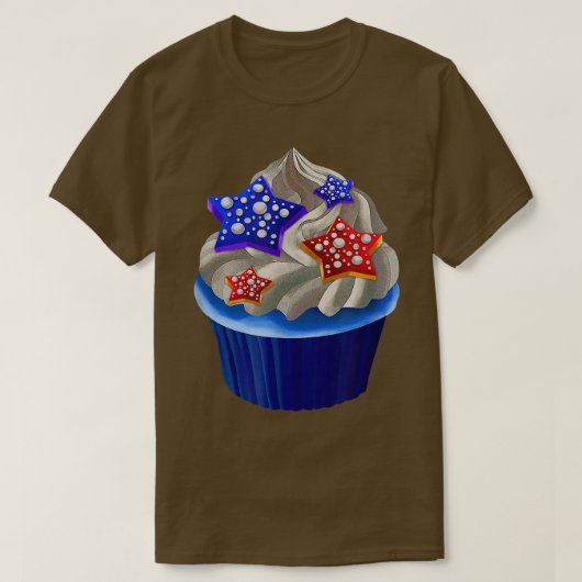 Amerikaanse Cupcake Lover USA Vlag op 4 juli T-shirt (Design voorkant)