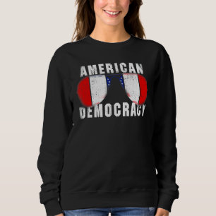 Amerikaanse Democratie Amerikaanse vlag Retro Sun Trui