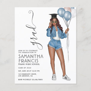 Amerikaanse denim thema meisjes afstudeerfeest uit flyer