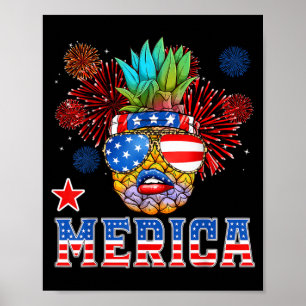 Amerikaanse dennenboom 4 juli Vuurwerk Patriottisc Poster