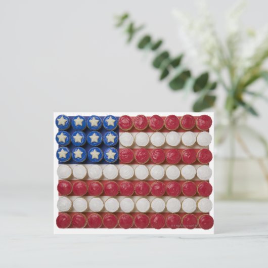 Amerikaanse die vlag van cupcakes wordt gemaakt briefkaart (Staand voorkant)