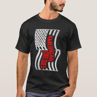 Amerikaanse dieselvlag en patriottische kolenrol t-shirt