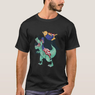 Amerikaanse Dinosaurus En Vliegende Kat T-shirt