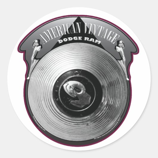 AMERIKAANSE  DODGE RAM HUBCAP RONDE STICKER (Voorkant)