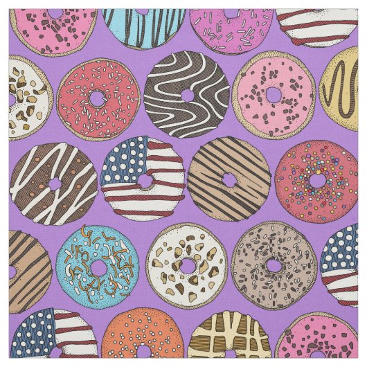 amerikaanse donuts violet stof (Swatch)