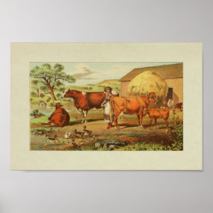 Amerikaanse  drukkerij Koeien Eucks Poster
