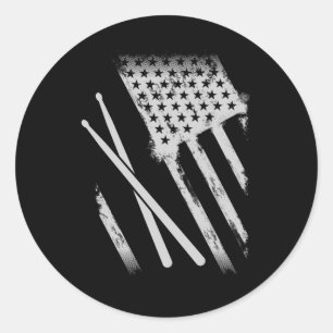 Amerikaanse Drumsticks Amerikaanse vlag Patriotic  Ronde Sticker
