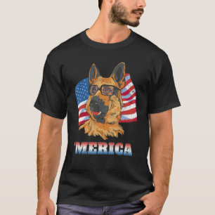 Amerikaanse duitse herder - Amerikaanse vlag 4e va T-shirt