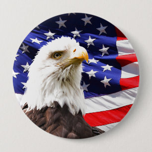 Amerikaanse Eagle en Vlag Ronde Button 4,0 Cm