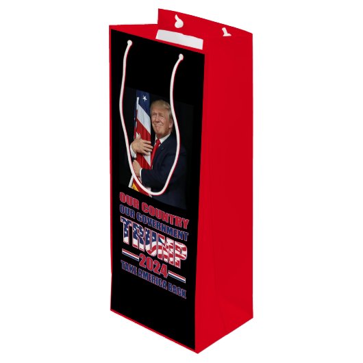 Amerikaanse eerste troef 2024 wijn cadeautas (Achterkant Gekanteld)