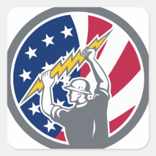 Amerikaanse elektricien VS vlag icoon Vierkante Sticker