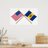Amerikaanse en Barbados gekruiste vlaggen Poster (Keuken)