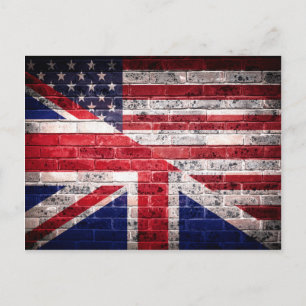 Amerikaanse en Britse vlag. Briefkaart