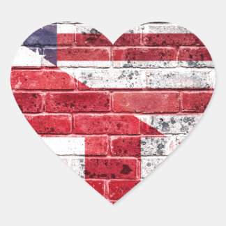 Amerikaanse en Britse vlag. Hart Sticker