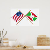 Amerikaanse en Burundi Crossed Flags Poster (Keuken)