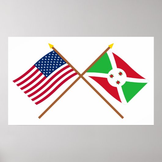 Amerikaanse en Burundi Crossed Flags Poster (Voorkant)
