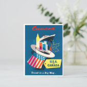 Amerikaanse en Canadese briefkaart van vintage (Staand voorkant)