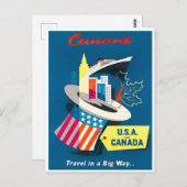 Amerikaanse en Canadese briefkaart van vintage (Voorkant / Achterkant)