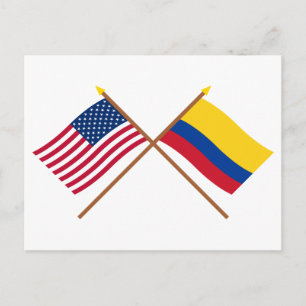 Amerikaanse en Colombiaanse gekruiste vlaggen Briefkaart