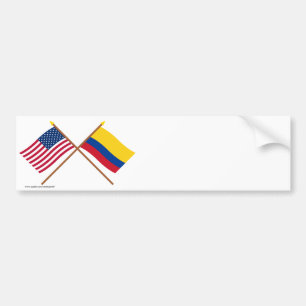 Amerikaanse en Colombiaanse gekruiste vlaggen Bumpersticker