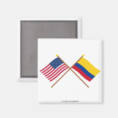 Amerikaanse en Colombiaanse gekruiste vlaggen Magneet (Voorkant / Achterkant)