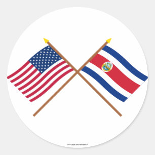 Amerikaanse en Costa Rica Crossed Flags Ronde Sticker