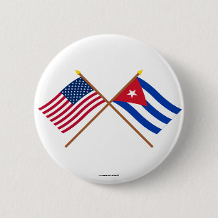 Amerikaanse en Cubaanse gekruiste vlaggen Ronde Button 5,7 Cm