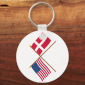 Amerikaanse en Deense gestevigde vlaggen Sleutelhanger (Voorkant)