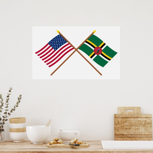 Amerikaanse en Dominica Crossed Flags Poster (Keuken)