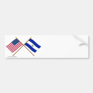 Amerikaanse en El Salvador-krossed-vlaggen Bumpersticker