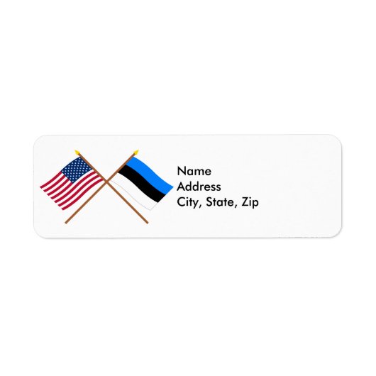 Amerikaanse en Estse gekruiste vlaggen Etiket (Voorkant)