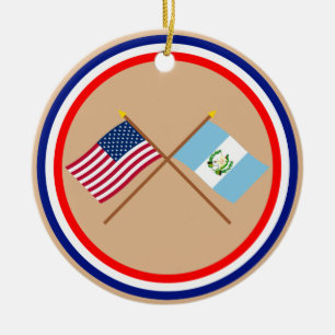 Amerikaanse en Guatemala gekruiste vlaggen Keramisch Ornament