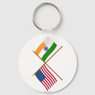 Amerikaanse en Indiase gekruiste vlaggen Sleutelhanger