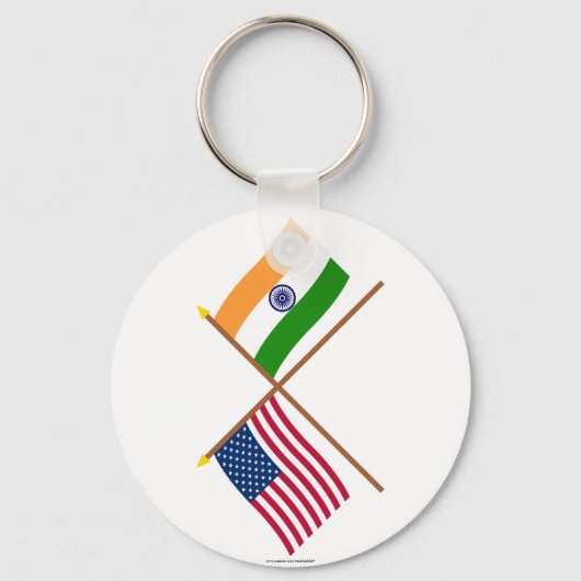 Amerikaanse en Indiase gekruiste vlaggen Sleutelhanger (Voorkant)
